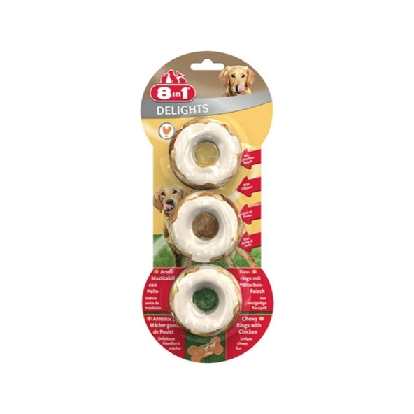 8IN1 Delights Rings Köpek Ödül Kemiği Tavuklu 119gr ürün görseli 1