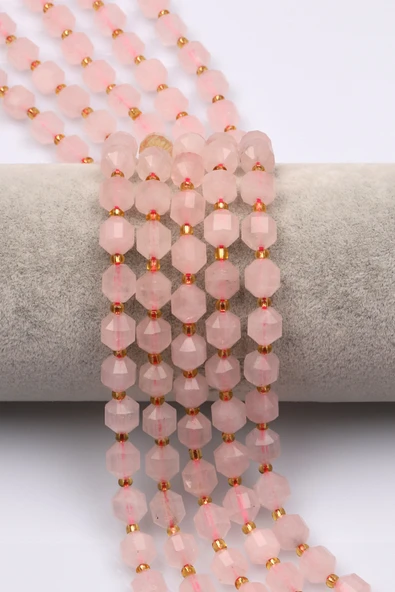Pembe Kuvars Doğal Taş Dizi 7 x 8 mm Hexagonel Kesim - DZ-1221 ürün görseli 1