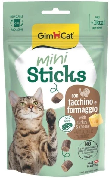 Gimcat Mini Sticks Hindili ve Peynirli Kedi Ödül Çubukları 50gr ürün görseli 1
