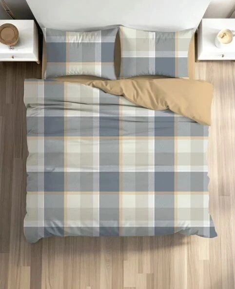 Cotton Box Fixbox Ranforce Tek Kişilik Çarşafı Lastikli Nevresim Takımı Ruit Karamel ürün görseli 1