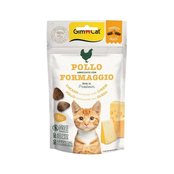 Gimcat Crunchy Snacks Tavuklu ve Peynirli Tahılsız Kedi Ödül Maması 50 gr ürün görseli 1
