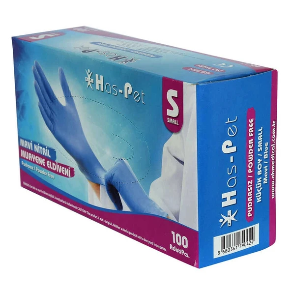 Pudrasız Mavi Nitril Eldiven Küçük Boy (S) 100 Lü Paket - Resim 2