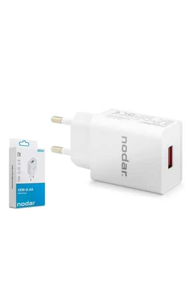 Nodar ND1012 USB Hızlı Şarj Adaptörü 12W 2.4A - Beyaz ürün görseli 1