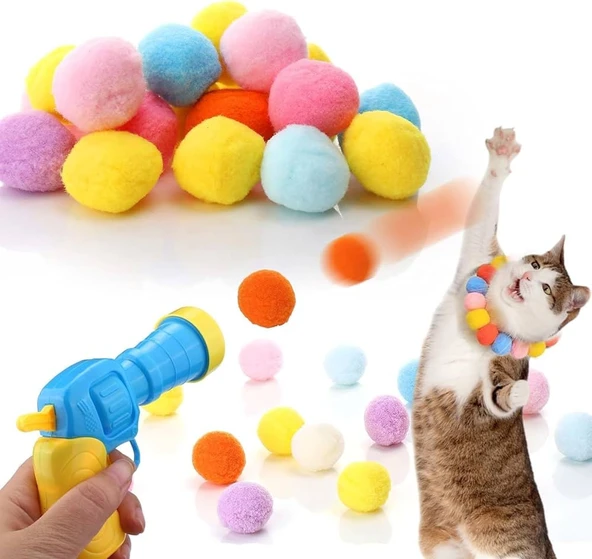 İnteraktif Kedi Oyun Tabancası - Peluş Toplarla Eğlenceli Oyun Zamanı + Ekstra Peluş Toplar ürün görseli 1