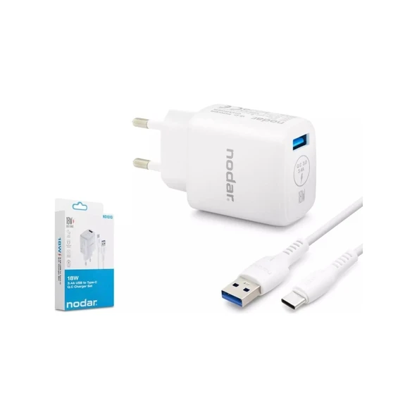Nodar ND1010 Qualcomm Quick Charge 3.0 Type-C 18W 3.4A Hızlı Şarj Seti ürün görseli 1