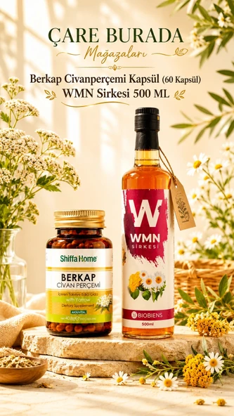 Kadınlara Özel Döngü Seti (Berkap Civanperçemi Kapsül (60 Kapsül) & WMN Sirke 500 Ml) ürün görseli 1