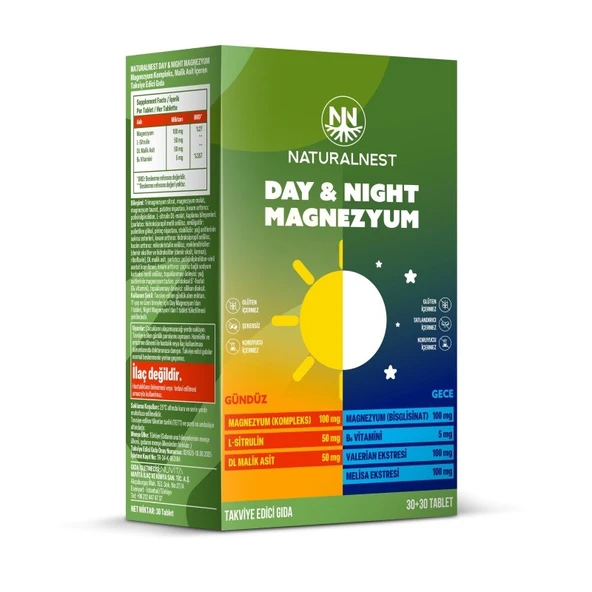 Naturalnest Day Night Magnezyum 60 Tablet ürün görseli 1
