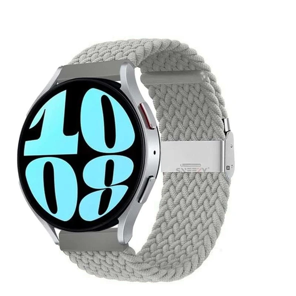 Sneezy Samsung Galaxy Watch 6 – Classic 40-43-44-47mm  20mm Metal Klips Solo Fiberlink Örgü Kordon  Gri ürün görseli 1