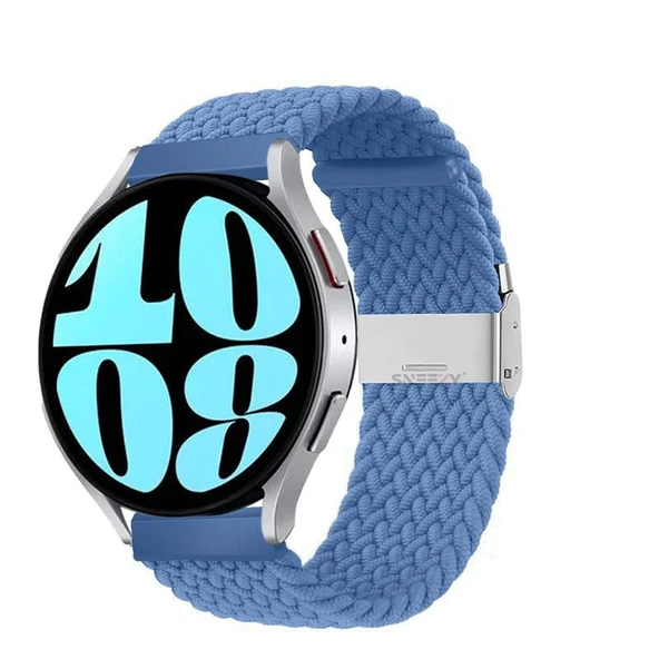 Sneezy Samsung Galaxy Watch 5 Pro R-920 İle Uyumlu 20mm Metal Klips Solo Fiberlink Örgü Kordon  Mavi Açık ürün görseli 1