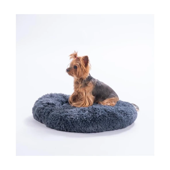 Pawstar Lüx Donut Kedi Köpek Yatağı Yıkanabilir Antrasit 65 cm ürün görseli 1