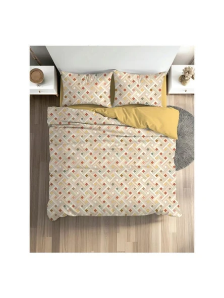 Fixbox Ranforce Tek Kişilik Çarşafı Lastikli Nevresim Takımı Colora Hardal ürün görseli 1