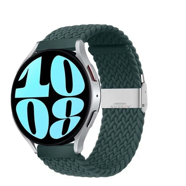 Sneezy Samsung Galaxy Watch 6 – Classic 40-43-44-47mm  20mm Metal Klips Solo Fiberlink Örgü Kordon  Petrol ürün görseli 1