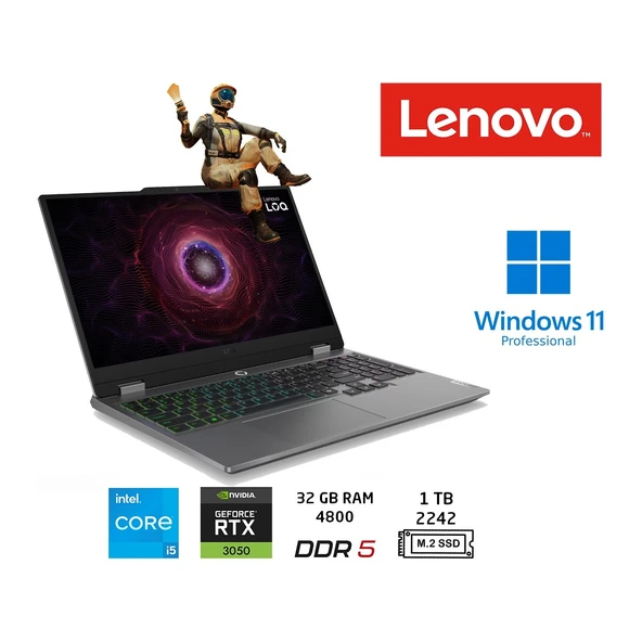 loq 15IAX9 83GS00PDTR Intel Core I5-12600HX 32GB 1tb SSD RTX3050-6GB 15.6" IPS W11 Pro ürün görseli 1