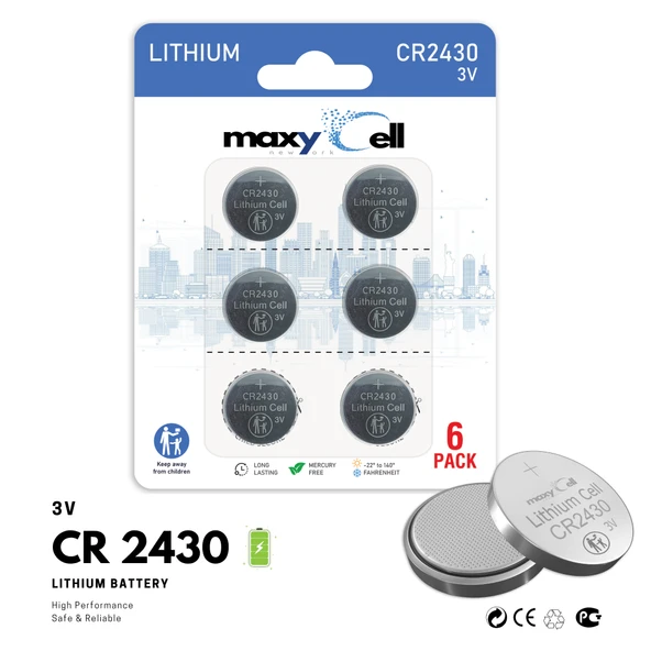 MaxyCell 6 Adet 2430 CR2430 DL2430 3V Lityum Madeni Para Pilleri ürün görseli 1