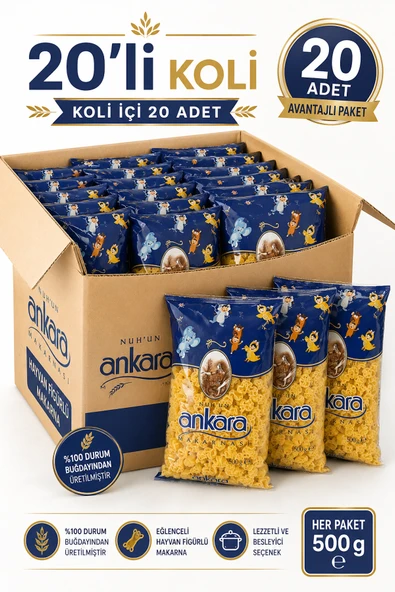 Nuh'un Ankara Hayvan Figürlü Makarna 500 gr x 20 Adet ürün görseli 1