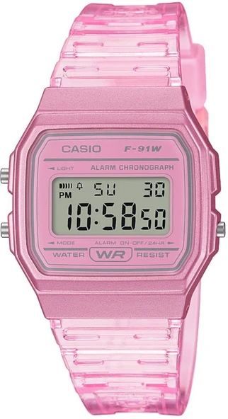 CASIO F-91WS-4DF PEMBE SİLİKON KORDON DİJİTAL ÇOCUK KOL SAATİ ürün görseli 1