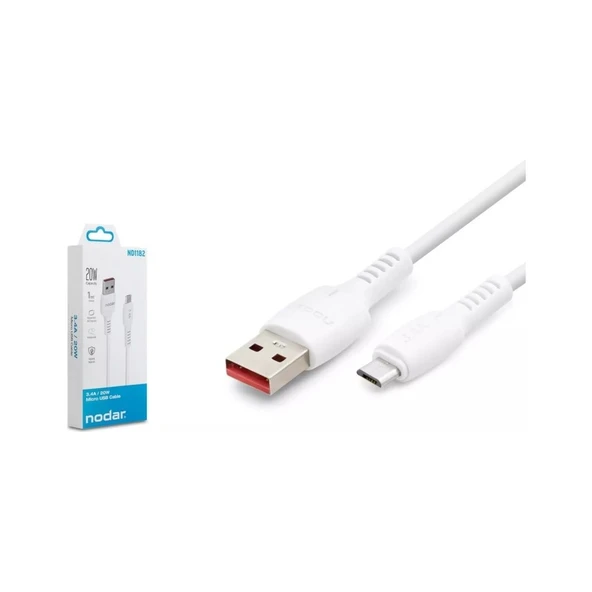 Nodar ND1182 USB To Micro USB Kablo 3.4A 20W 1 Metre Beyaz ürün görseli 1