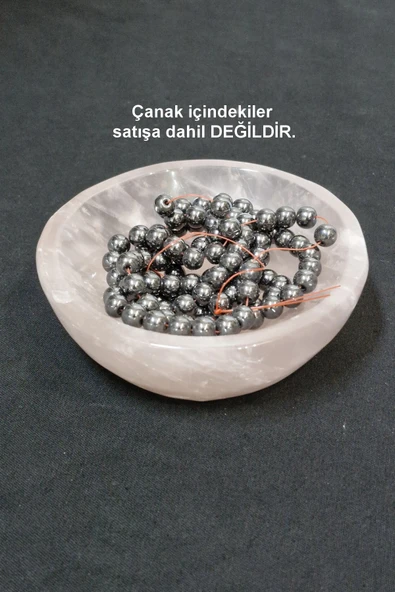 Doğal Pembe Kuvars Taşı Kase PKS7 - Resim 5