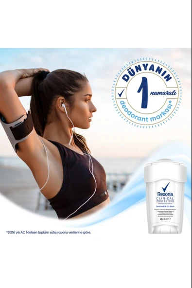 Rexona Clinical Protection Shower Clean 45ml - Resim 4