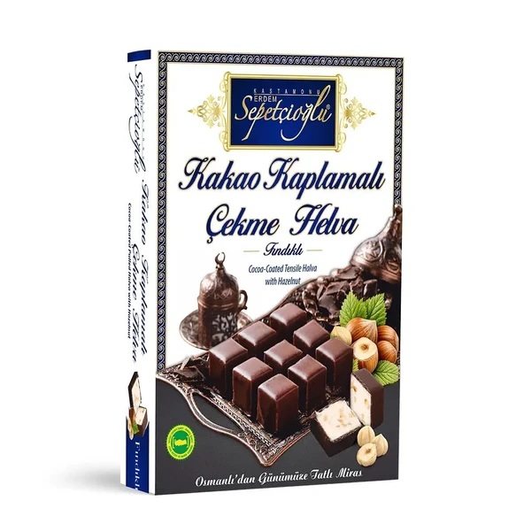 Sepetçioğlu KASTAMONU MEŞHUR Kakao Kaplamalı Fındıklı Çekme Helva 160G ürün görseli 1