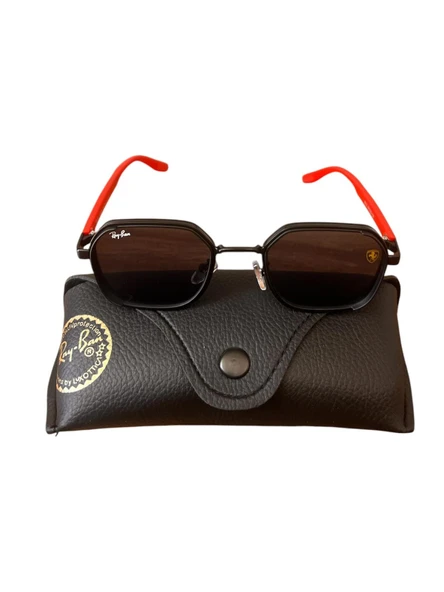 RAY BAN KIRMIZI KULP DETAYLI SİYAH GÜNEŞ GÖZLÜĞÜ ürün görseli 1