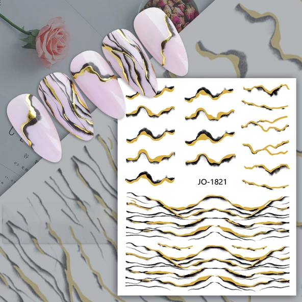Parlak Gold Şerit Tırnak Sticker Şerit Tırnak Etiketi Nail Art 1821 ürün görseli 1