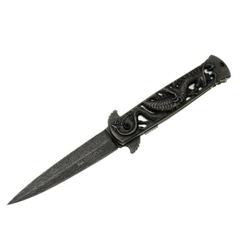 Ejder Kabartmalı Model Çakı Gri 21cm - Resim 2