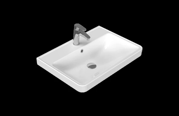 Turkuaz Cerastyle Luna 65*46 cm Etajerli Damlalıklı Lavabo ürün görseli 1
