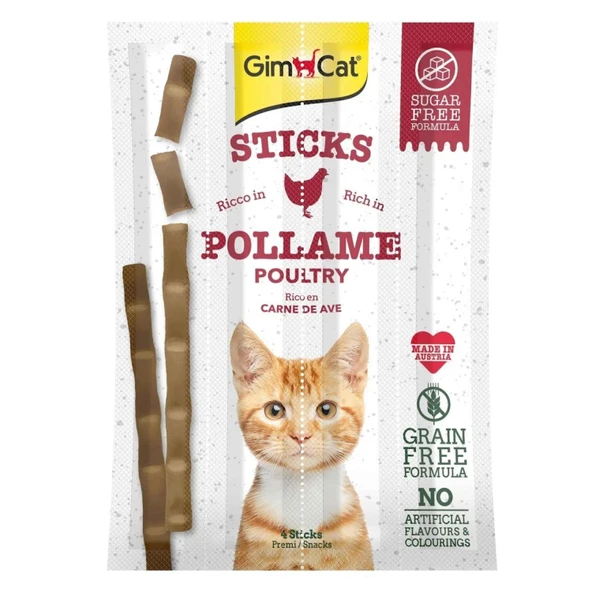GimCat Sticks Kümes Hayvanı Etli Tahılsız Kedi Ödül Çubukları 4'lü 20 gr ürün görseli 1