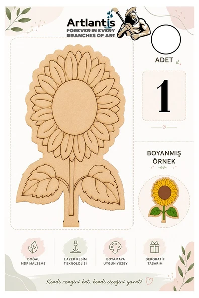 Ahşap Boyama Çiçekler 1 Adet 10x15cm Boyama Figürü Etkinlik Çocuk Gelişim Motor Beceri Anasınıfı Kreş ürün görseli 1