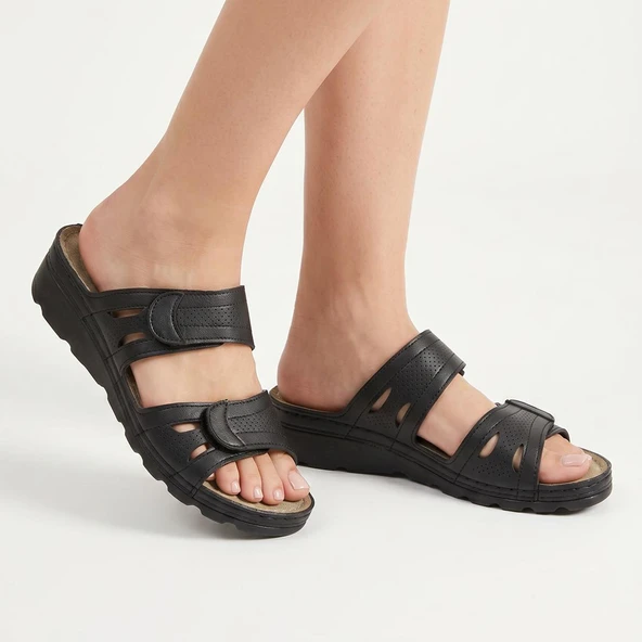 160174 CV TAM Ortopedik Taban Günlük Kadın Terlik Cırtlı Günlük Kadın Terlik ürün görseli 1