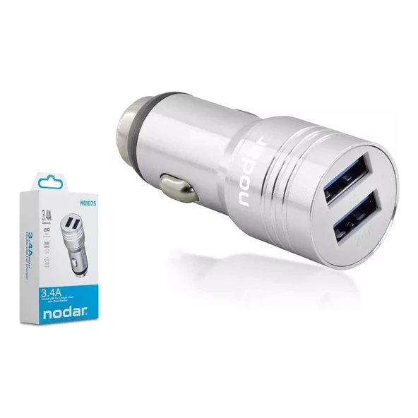 Nodar ND1075 3.4A USB Metal Oto Şarj Başlık Araç Çakmaklık Şarj Cihazı ürün görseli 1