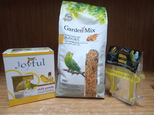 Gardenmix Platin Ballı Yetişkin Muhabbet Kuşu Yemi 1 kg+JOYFUL AKILLI YEMLİK+AYNALI SALINCAK KUŞ OYUNCAĞI ürün görseli 1