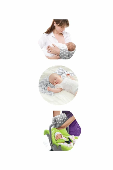 BabyJem Çok Amaçlı Emzirme Yastığı 523 Gri Zigzag ürün görseli 1