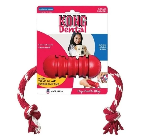KONG Dental Diş Temizliği Sağlayan İp Sallantılı Köpek Oyuncağı S ürün görseli 1
