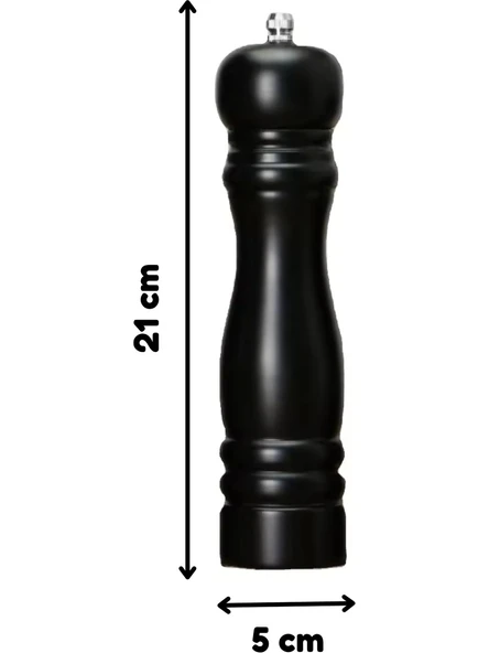 Mat Siyah Tuz Karabiber Değirmeni Baharat Öğütücüsü Büyük Boy 21 cm 1 Adet ürün görseli 1