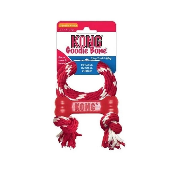KONG Goodie Bone Kemik Şeklinde İp Sallantılı Çok Amaçlı Köpek Oyuncağı XS ürün görseli 1