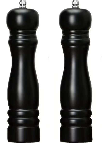 Mat Siyah Tuz Karabiber Değirmeni Baharat Öğütücüsü Büyük Boy 21 cm 2 Adet ürün görseli 1