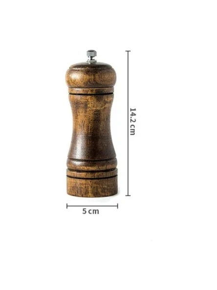 Ahşap Baharat Tuz Öğütücü Değirmen Tuzluk Baharatlık 14 cm Tek Adet Kahverengi 1 Adet ürün görseli 1