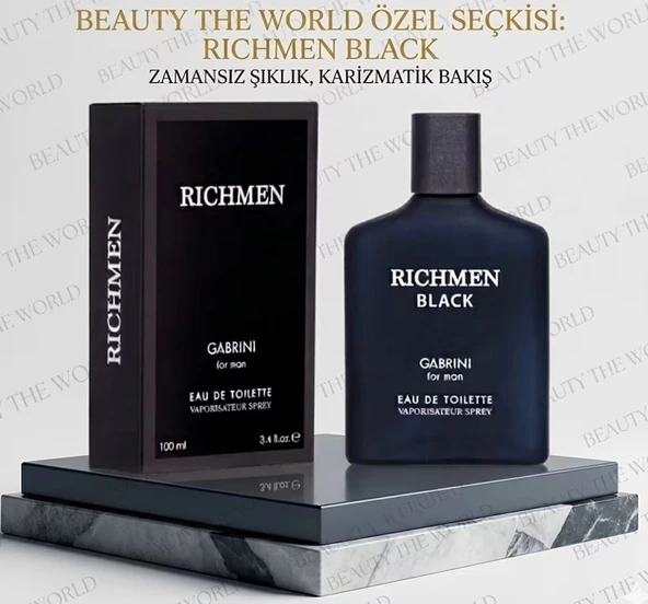 Orjinal Bandrollü Richmen Black Gabrini For Man 100 ml Etkileyici ve Kalıcı Erkek Parfümü ürün görseli 1