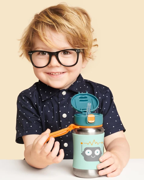 Skip Hop Zoo Pipetli Paslanmaz Çelik Suluk 350 ml Robot ürün görseli 1