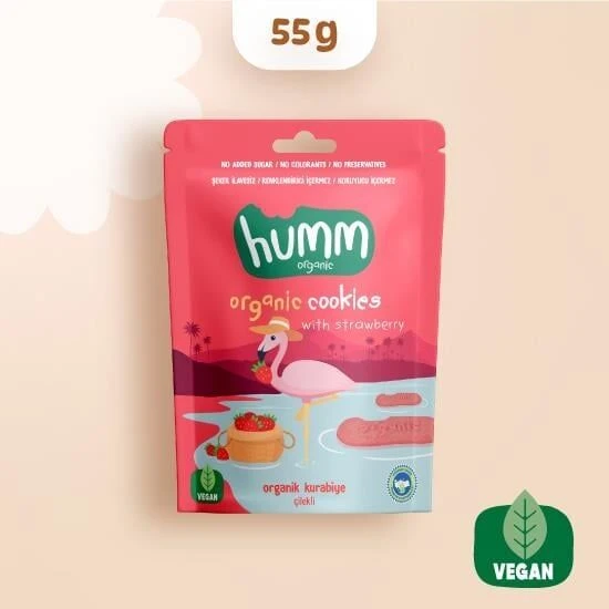 Humm Organik Vegan Çilekli Kurabiye 55 Gr ürün görseli 1
