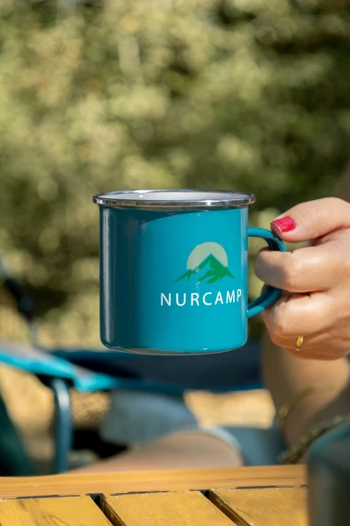 Emaye Kupa 330 ml Yeşil Karavan | NURCAMP - Resim 3