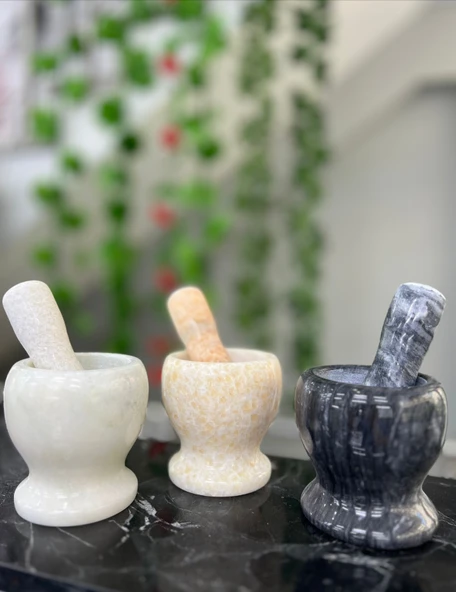 Doğal Cilalı Mermer Havan - Resim 2