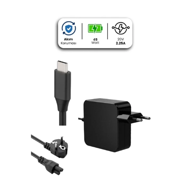 20V 2.25A TYPE-C 45W LENOVO İçin Laptop Adaptör ürün görseli 1