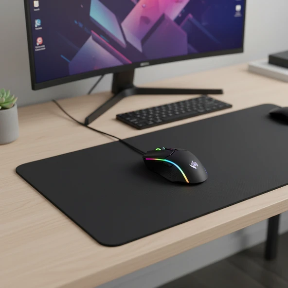 Kaymaz Alt Tabanlı Siyah Mouse Pad 40x30 cm ürün görseli 1