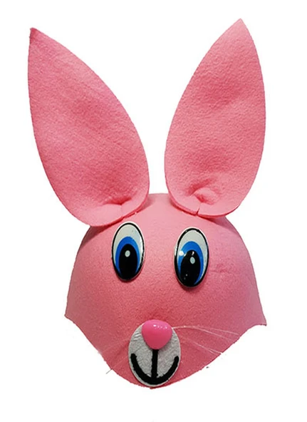 Pembe Renk Kulaklı Tavşan Şapkası Hayvan Şapkası ürün görseli 1