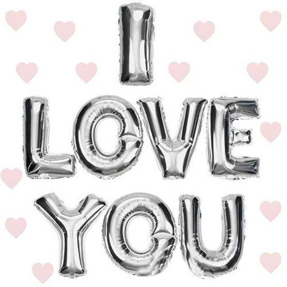 I Love You Folyo Balon Gümüş Renk 35 CM ürün görseli 1