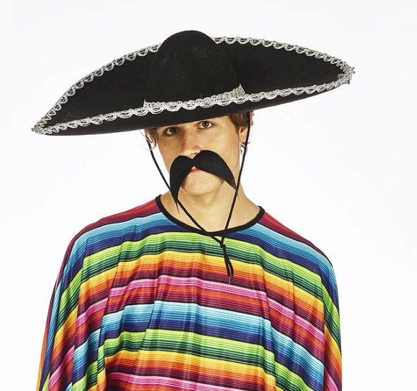 Sombrero Meksika Şapkası Gümüş Şeritli Yetişkin Boy ürün görseli 1