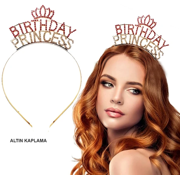 Birthday Princess Kristal Taç – Altın Kaplama ürün görseli 1